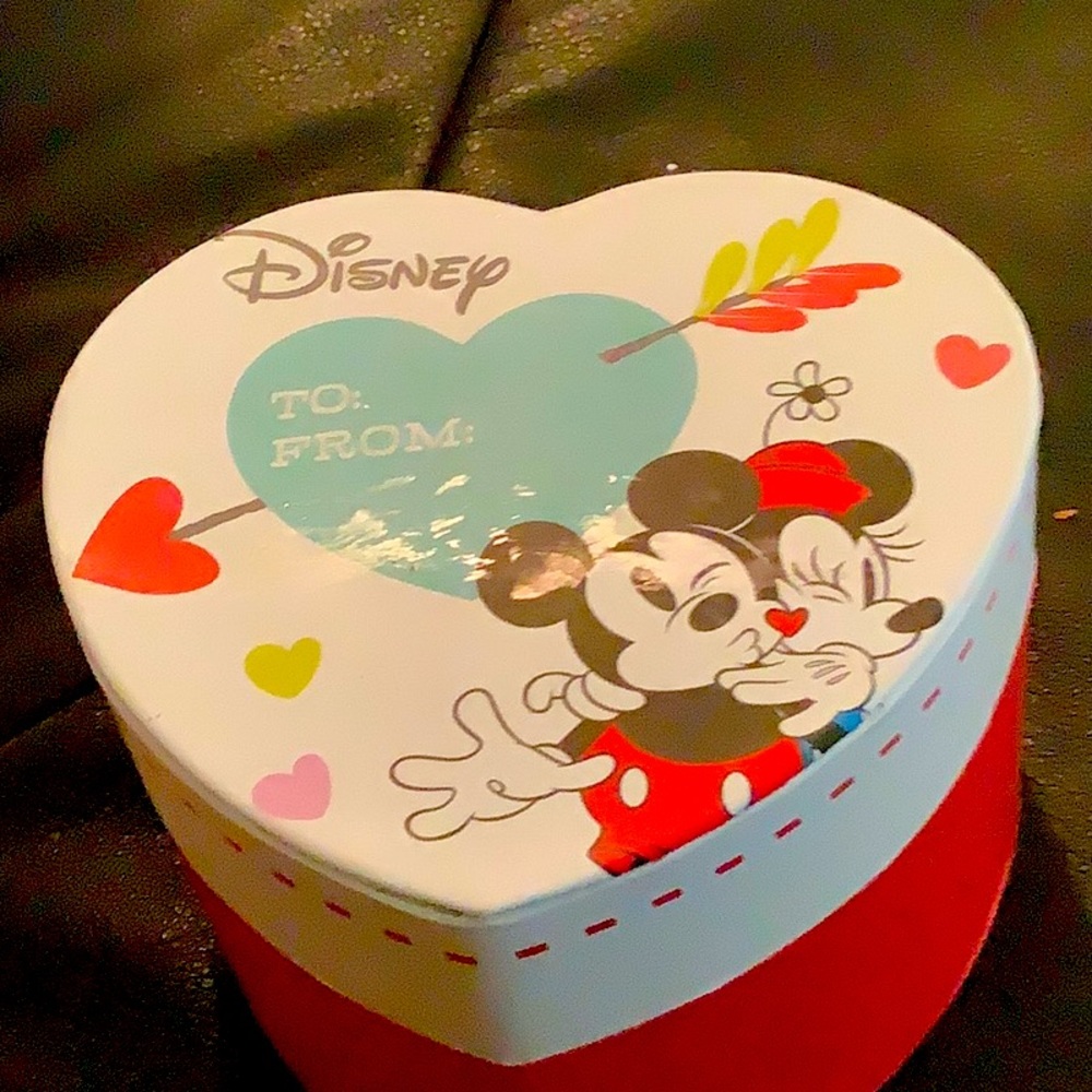 It’s a Mickey Mouse box in the shape of a heart and it won’t break